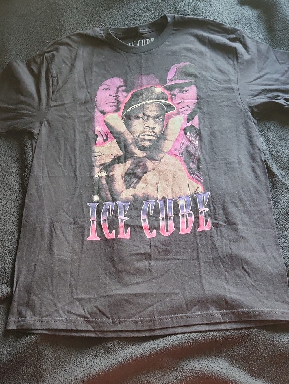 Ice Cube Graphic Tee - Black with Pink Print
